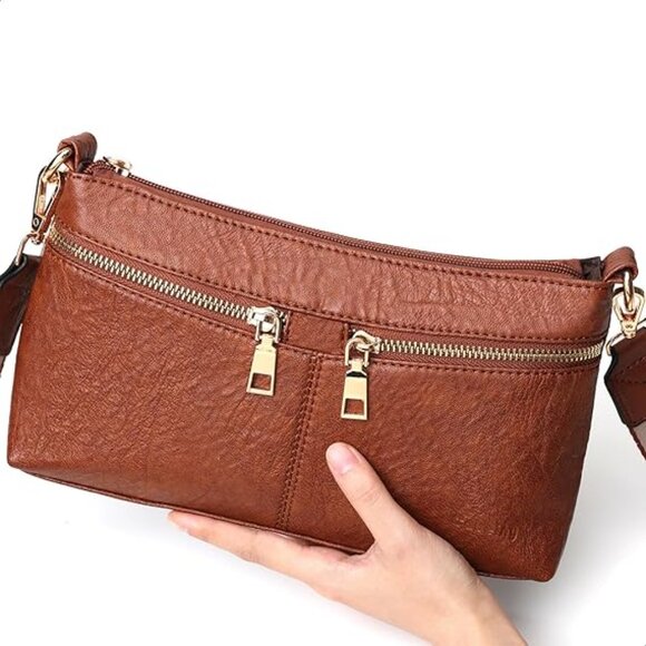 NEW! Trendy Faux Leather Purse/Crossbody/Shoulder Bag w/Detachable Woven Strap - Picture 3 of 13